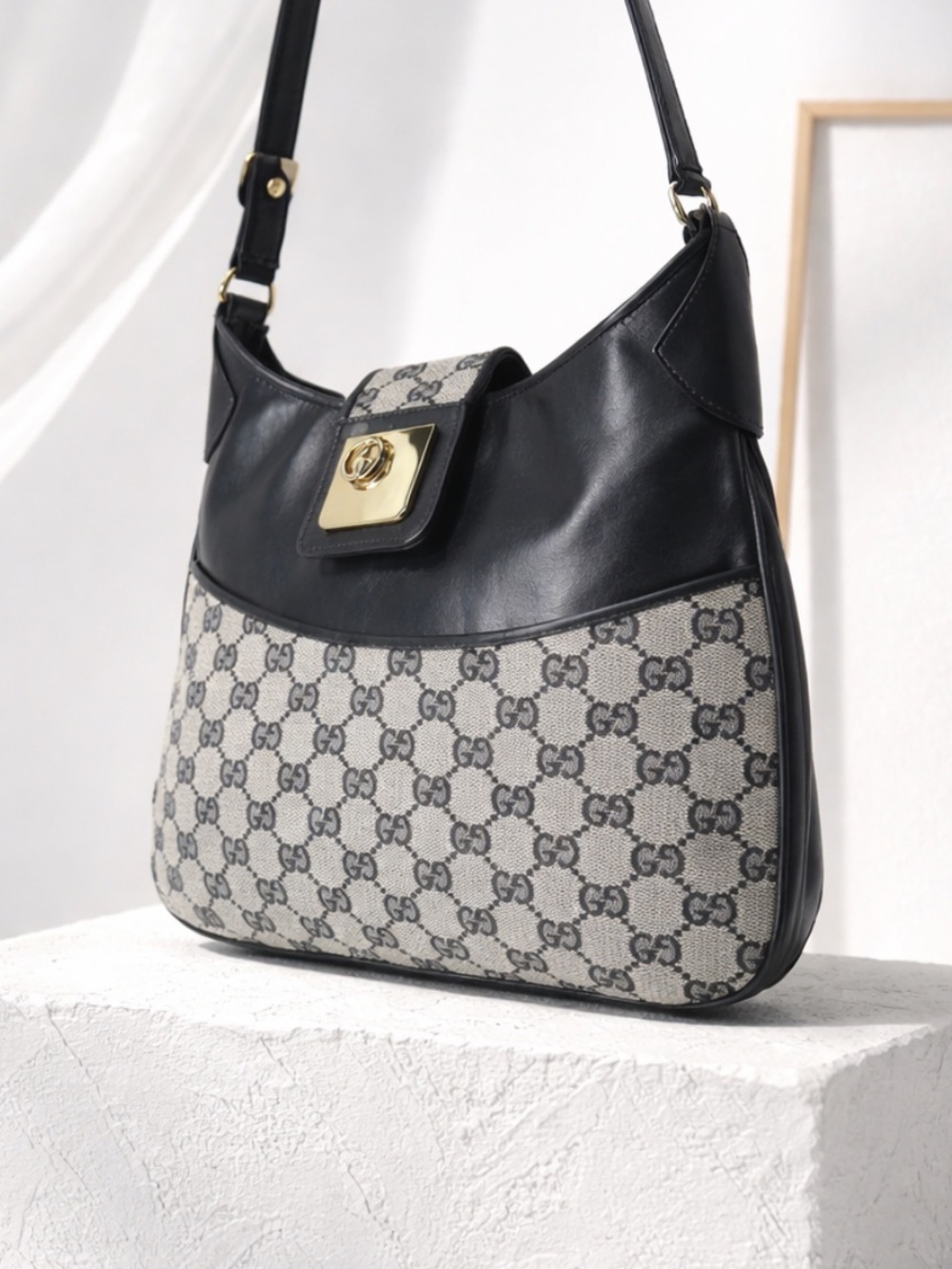 Authentic Gucci Canvas/Leather Shoulder Bag.